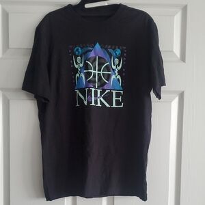 Nike Black T-Shirt with Blue and Purple Graphic